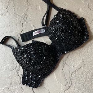 Beaded Black Bra